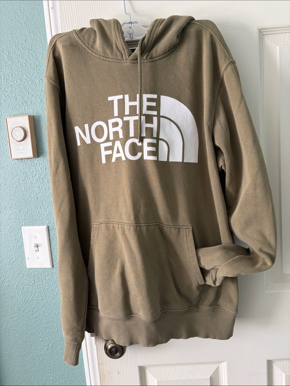 The North Face Olive Hoodie with White Logo